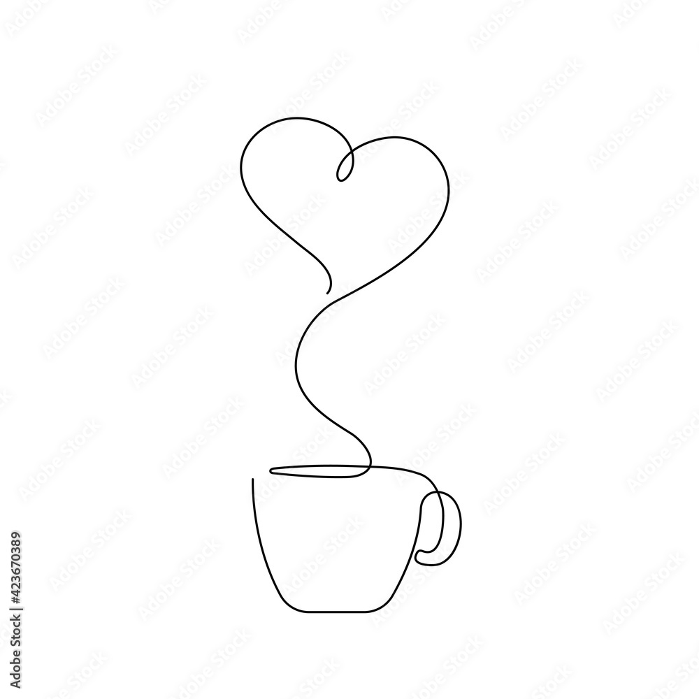 Coffee One Line Poster Line Art Flowers, Line Art Drawings, Posters Art ...