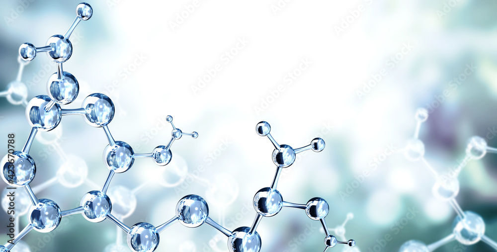 Horizontal banner with glass model of molecule - obrazy, fototapety, plakaty 