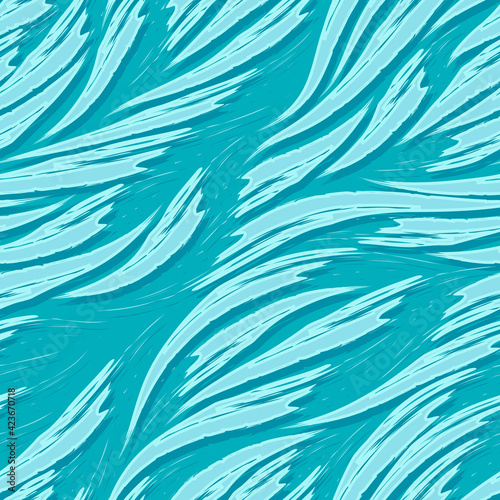 Seamless vector pattern of turquoise waves with splashes.Stylized texture of oceanic stream or water.