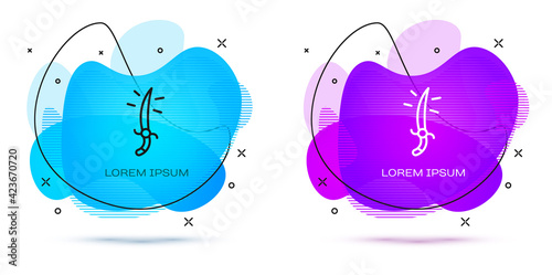 Line Arabian saber icon isolated on white background. Abstract banner with liquid shapes. Vector