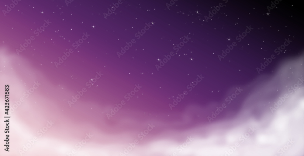 night purple sky with stars and clouds Stock Illustration | Adobe Stock