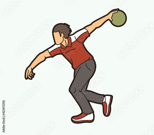 Bowling Sport Male Player Action Cartoon Graphic Vector © sila5775