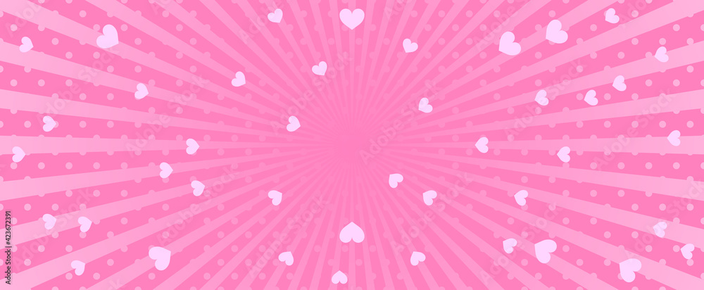 Abstract pink background with little hearts. Decoration banner themed Lol surprise doll girlish style. Invitation card template