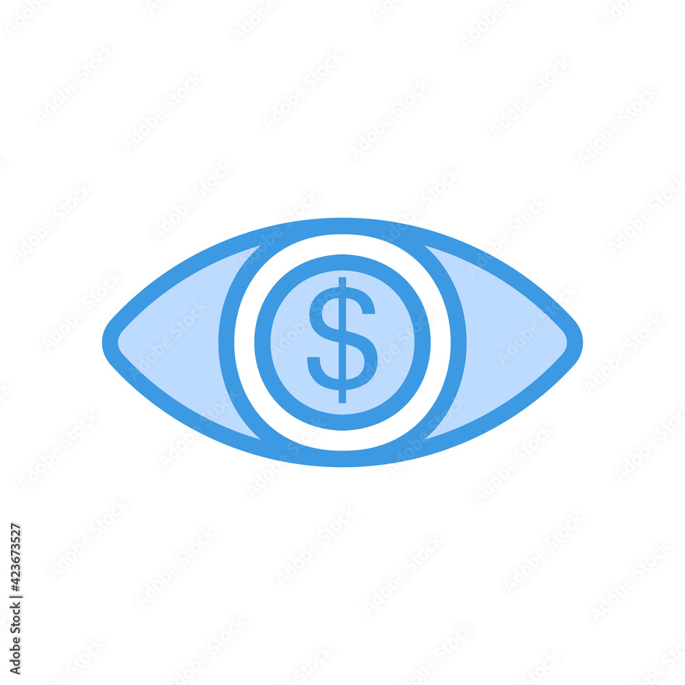 Eye icon vector illustration in blue style about marketing and growth for any projects Eye icon vector illustration in blue style about marketing and growth for any projects