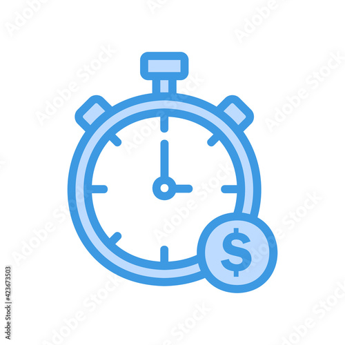 Free Download Time is money icon vector illustration in blue style about marketing and growth for any projects - GFXLoad