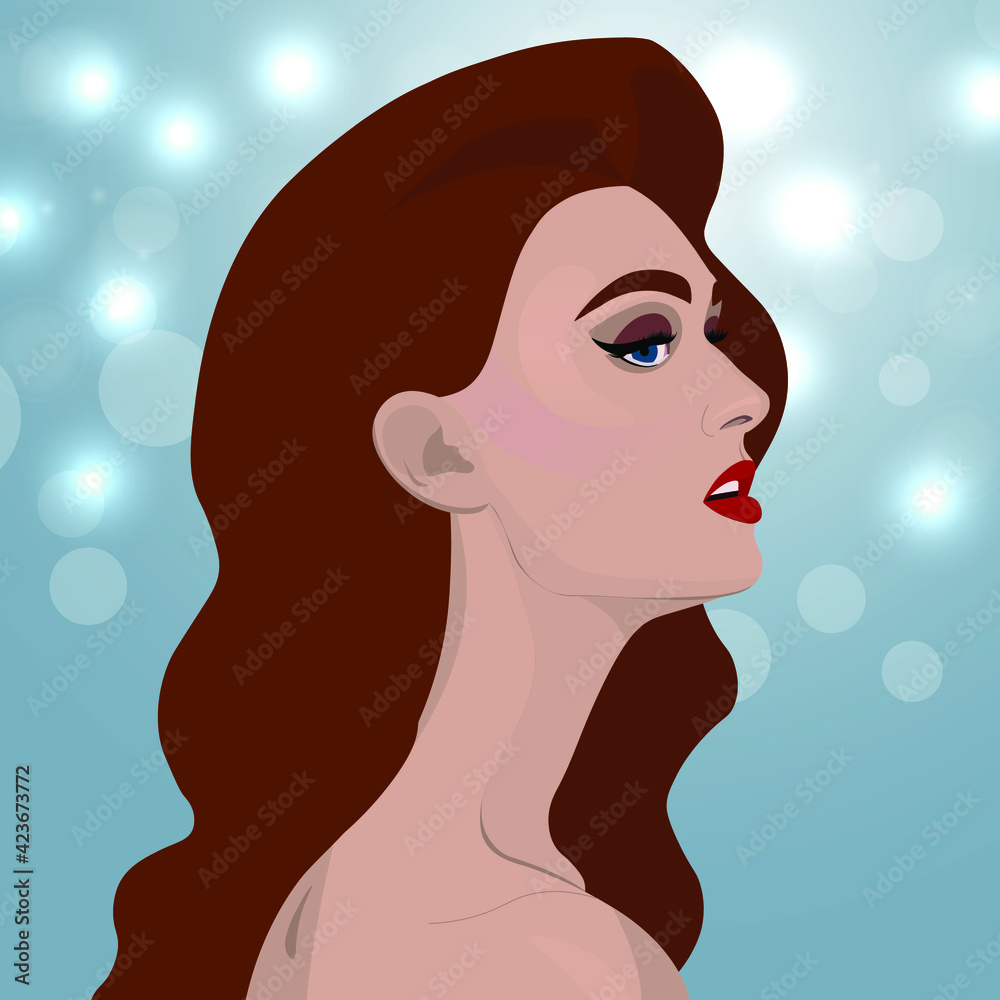Vector illustration of a luxurious young woman