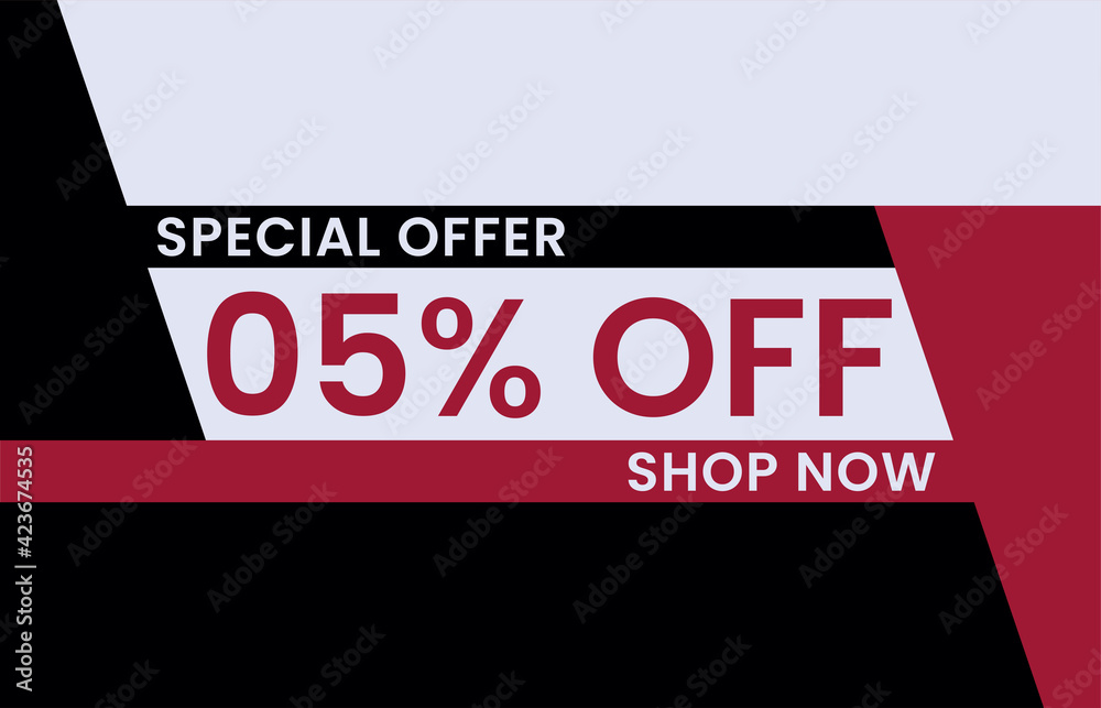 Fototapeta premium 5% off Modern concept design. Sale banner template design, Big sale special offer. End of season special offer banner