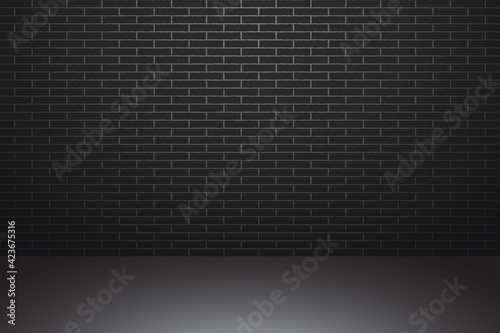Empty Room Studio Interior Wall Dark Black Brick Background Vector Illustration