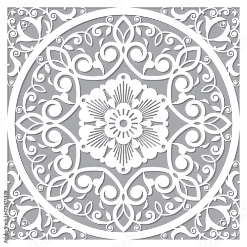 Traditional vector mandala design inspired by the oriental carved wood wall art patterns from Marrakesh in Morocco
