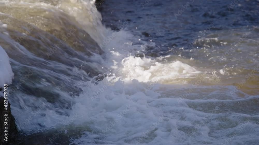 50 FPS Strong Current Falls from Steep Waterfall in a River 50 FPS Strong Current Falls from Steep Waterfall in a River
