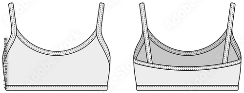 Women’s sports bra template vector illustration ( front, back ) | White