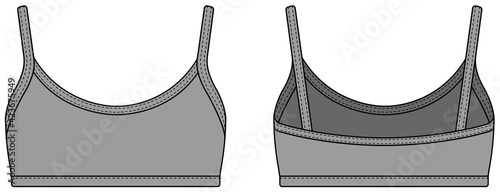 Women’s sports bra template vector illustration ( front, back ) | Gray