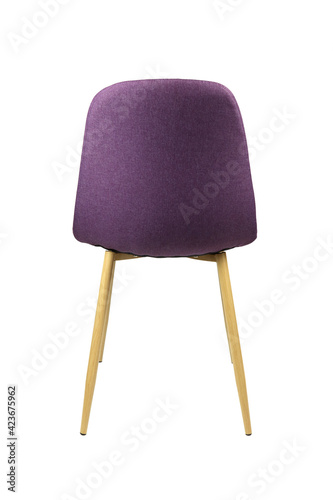 modern stylish purple chair isolated on white, rear view