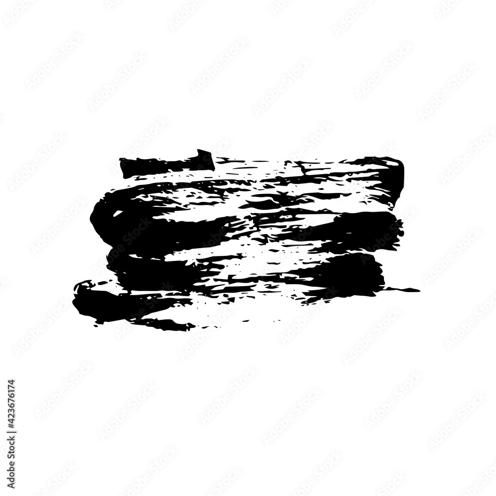 Black brush stroke isolated on white. Abstract lines.
