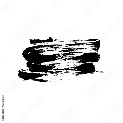 Black brush stroke isolated on white. Abstract lines.