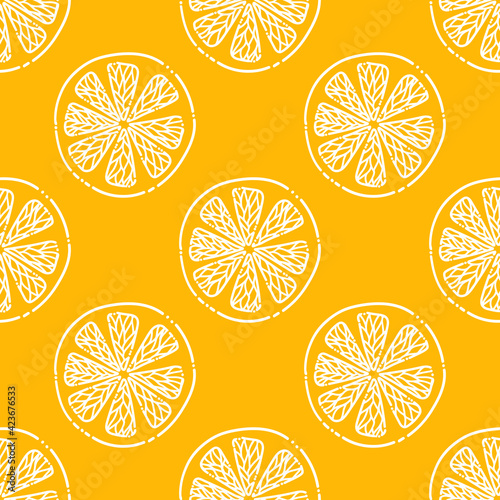Lemon juicy fruit seamless pattern. Design for wallpaper, background, fabric, textile, cafe, restaurant, resort, exotic, packaging.