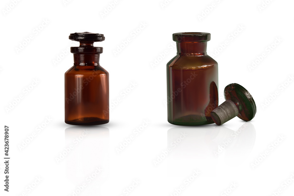 two glass bottles. Mockup on a white background.