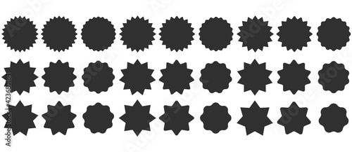 Set sunburst badges. Collection Star label. Different starburst isolated on white background. Vector illustration.