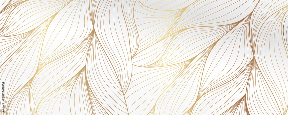 Gold abstract line arts background vector. Luxury wall paper design for ...