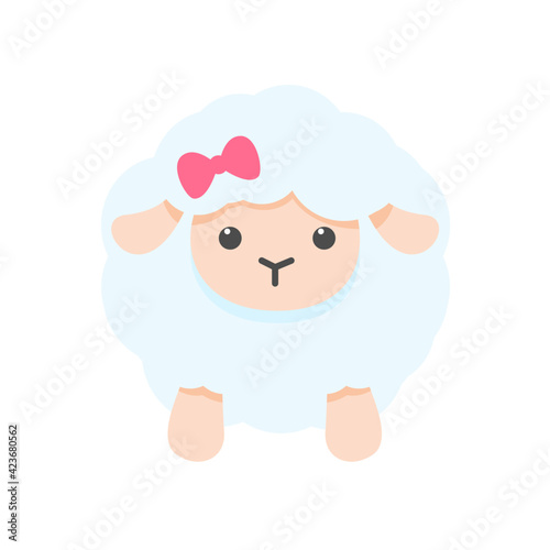 Vector cartoon male and female sheep decorated with bows Cute lambs for skis on baby clothes.