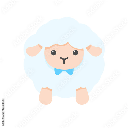 Vector cartoon male and female sheep decorated with bows Cute lambs for skis on baby clothes.