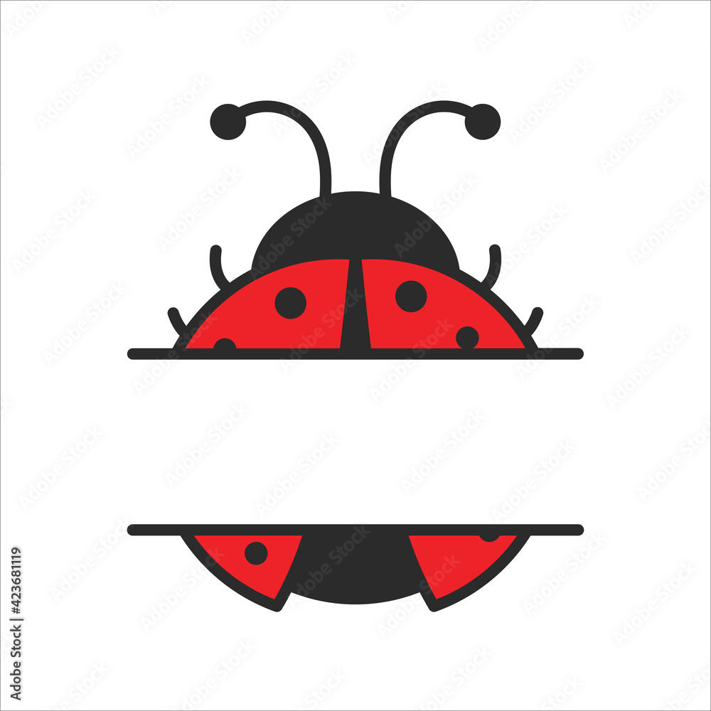 Obraz premium Vector cartoon cute black polka dot red ladybug Isolated on background