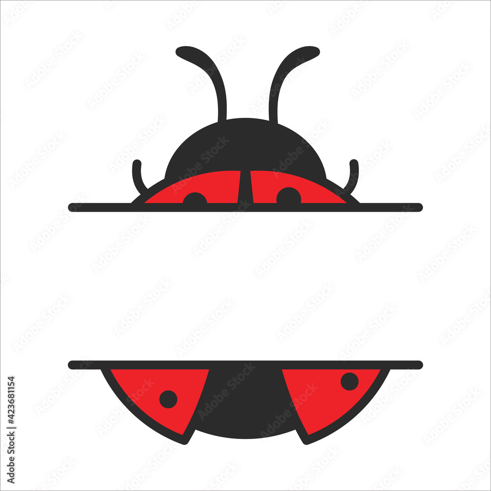Vector cartoon cute black polka dot red ladybug Isolated on background Vector cartoon cute black polka dot red ladybug Isolated on background