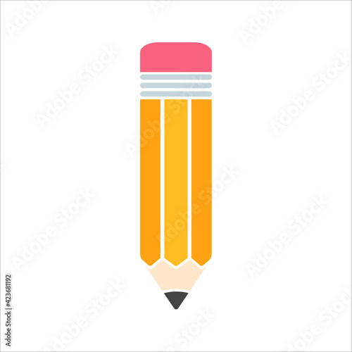 Vector Yellow Wooden Pencil With Eraser Back With a label for adding text.