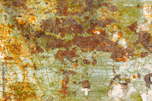 Colored rusty stained metal wall texture pattern can used for background