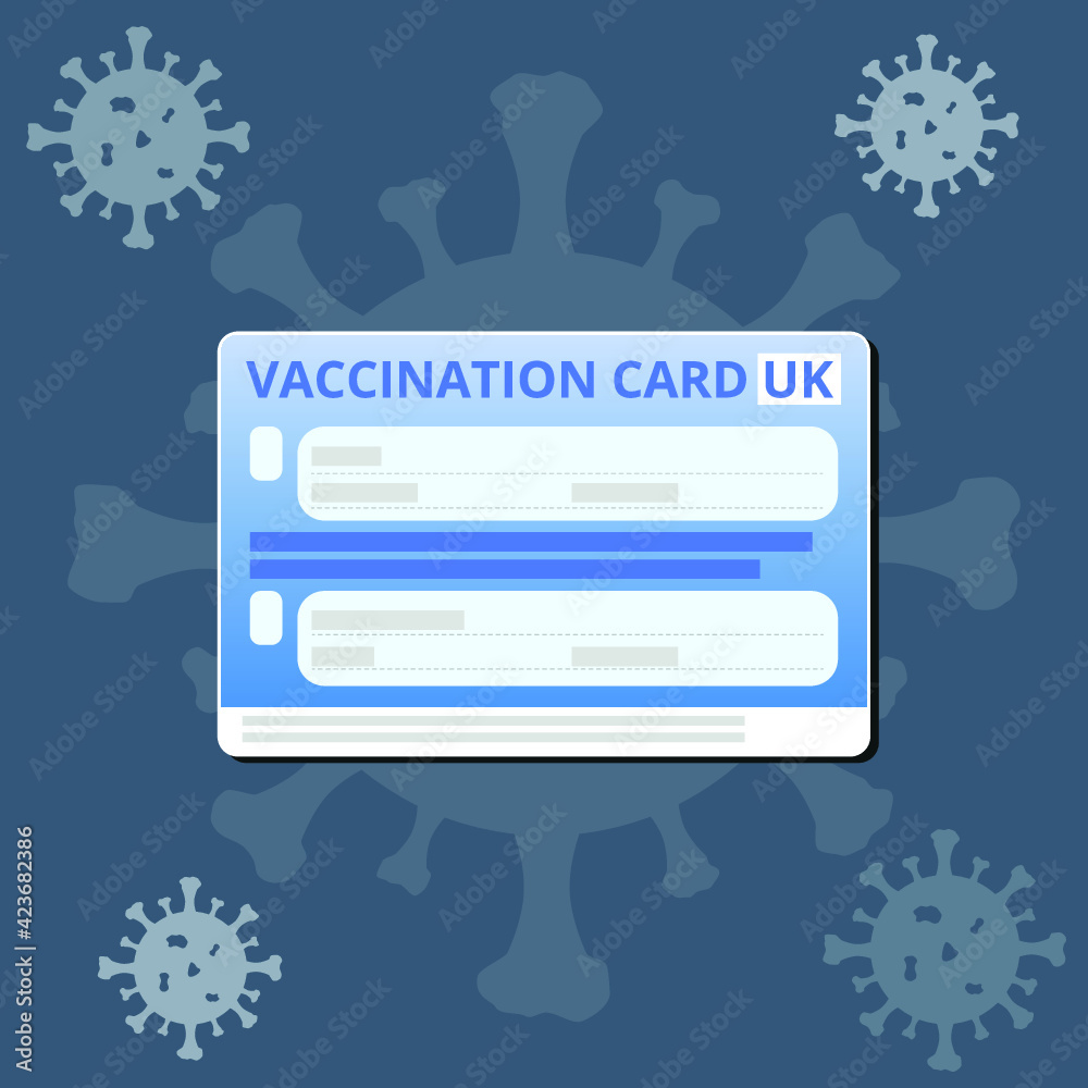 UK vaccination card generic graphic Covid 19 Coronavirus. NHS Vaccine UK vaccination card generic graphic Covid 19 Coronavirus. NHS Vaccine