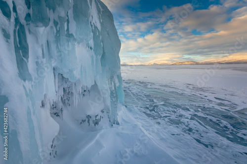 The frozen lake Torneträsk in Swedish Lapland. Beautiful ice forms create an amazing sight. © PawelUchorczak