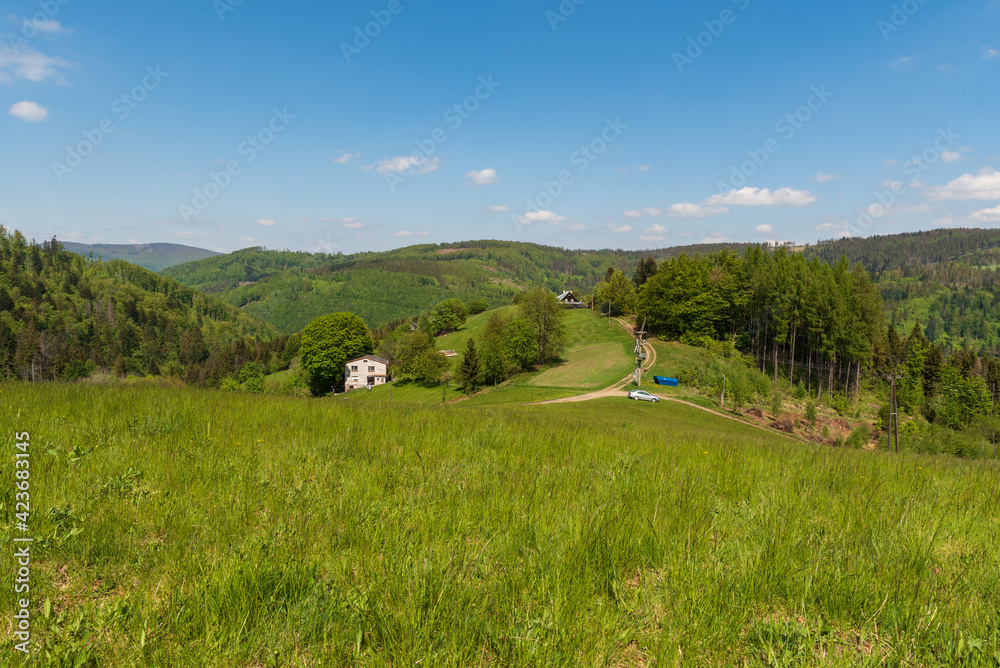 Filipka in springtime Slezske Beskydy mountains in Czech republic