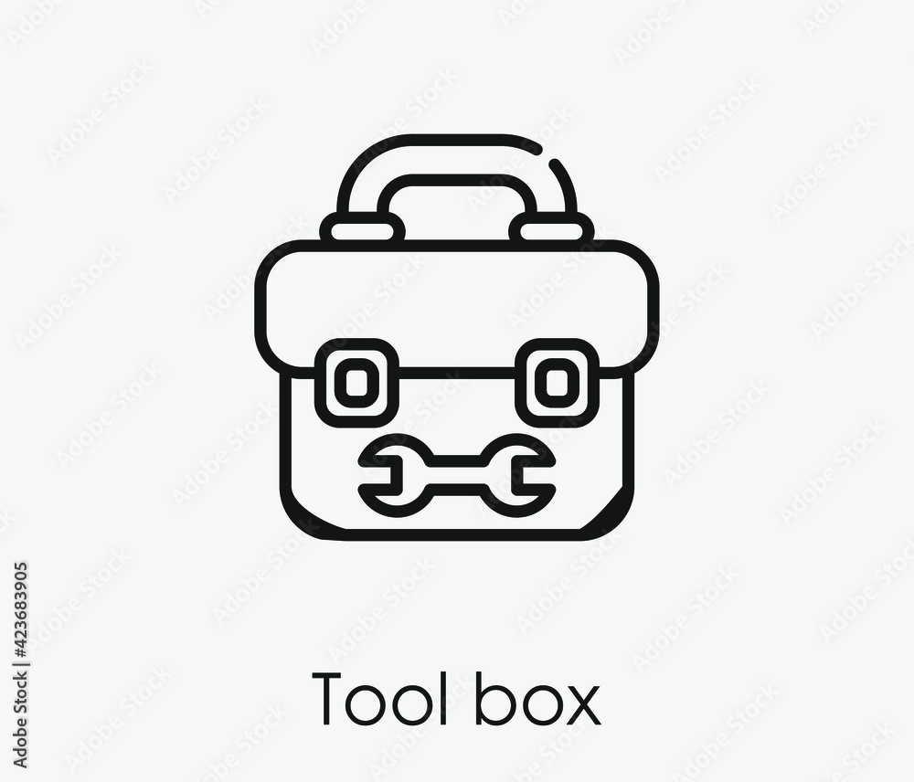 Tool box vector icon.  Editable stroke. Linear style sign for use on web design and mobile apps, logo. Symbol illustration. Pixel vector graphics - Vector