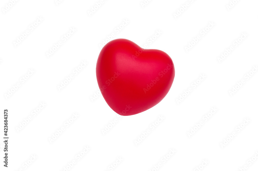 Red heart symbol on white background.