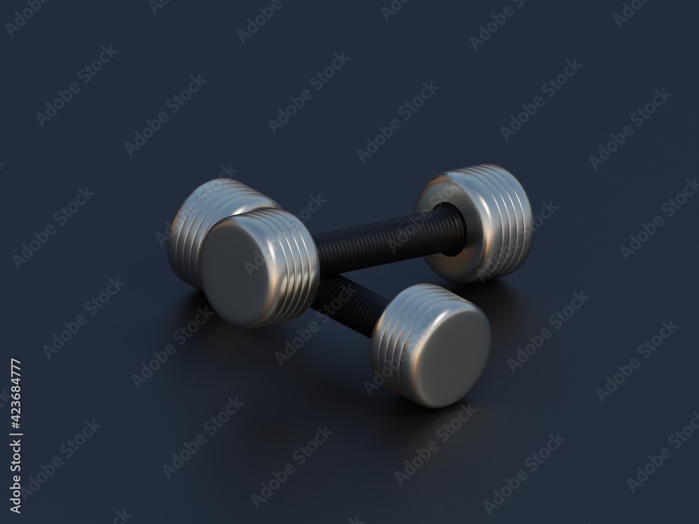 dumbbell on black background