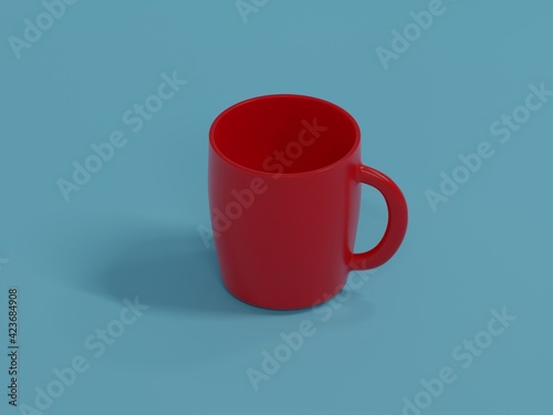 red cup on blue background 