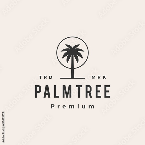palm tree hipster vintage logo vector icon illustration