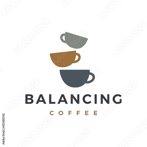 zen coffee balancing stone logo vector icon illustration