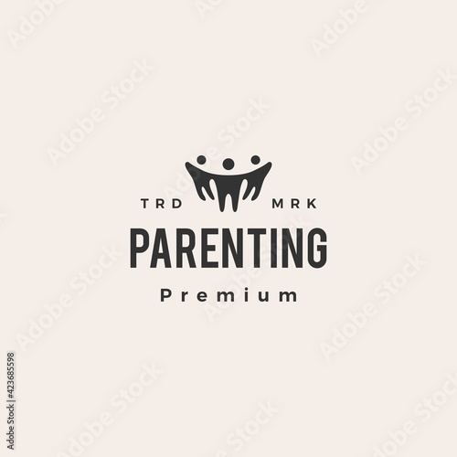 parenting kids children teacher hipster vintage logo vector icon illustration
