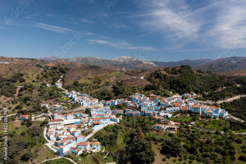 vista del municipio de Júzcar en la comarca del valle del Genal, Málaga