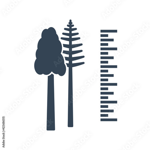 Vector black icon forestry and silviculture, tree measurement