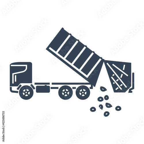 Vector black icon garbage truck, dump