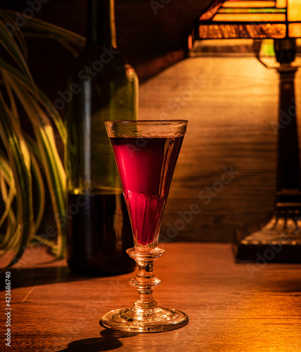 Red wine in an old glass