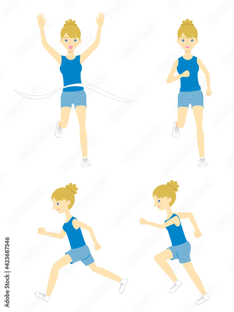 走る、白人女性、アメリカ人女性、ヨーロッパ女性のセット/Running, Caucasian Women, American Women, European Women Set 走る、白人女性、アメリカ人女性、ヨーロッパ女性のセット/Running, Caucasian Women, American Women, European Women Set