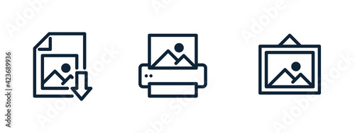 Digital image file download, printer icon, print icon