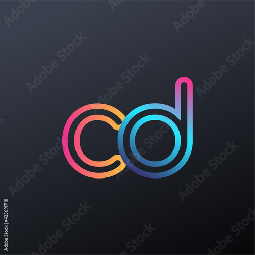 initial logo CD lowercase letter, colorful blue, orange and pink, linked outline rounded logo, modern and simple logo design.