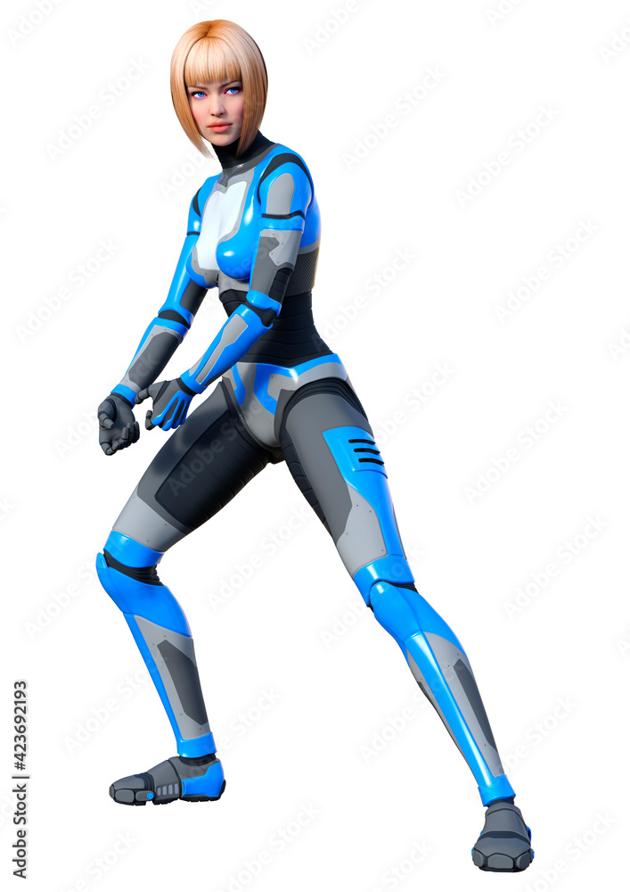 3D Rendering Female Robot on White 3D Rendering Female Robot on White