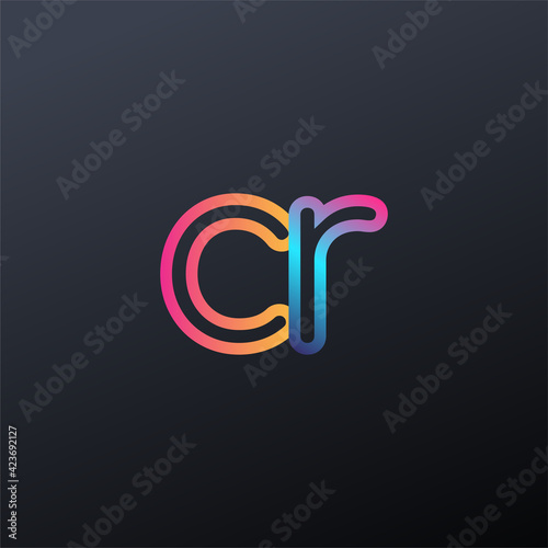 initial logo CR lowercase letter, colorful blue, orange and pink, linked outline rounded logo, modern and simple logo design.