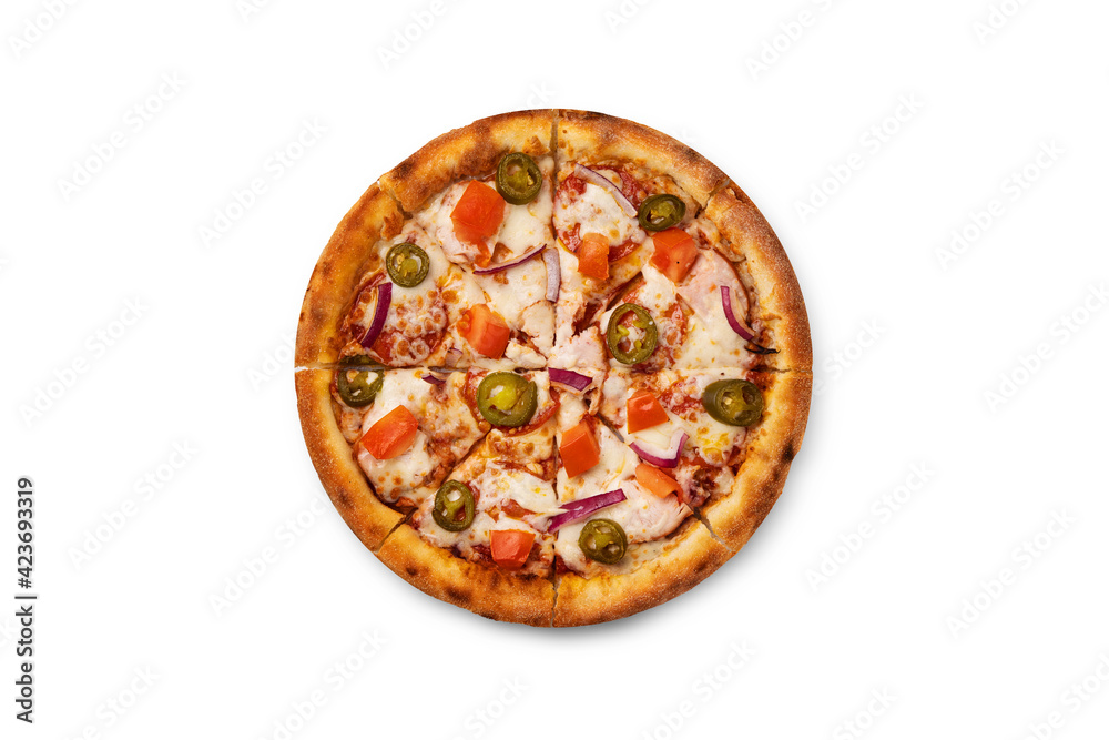 fresh pizza on a white background small fresh pizza on a white background small