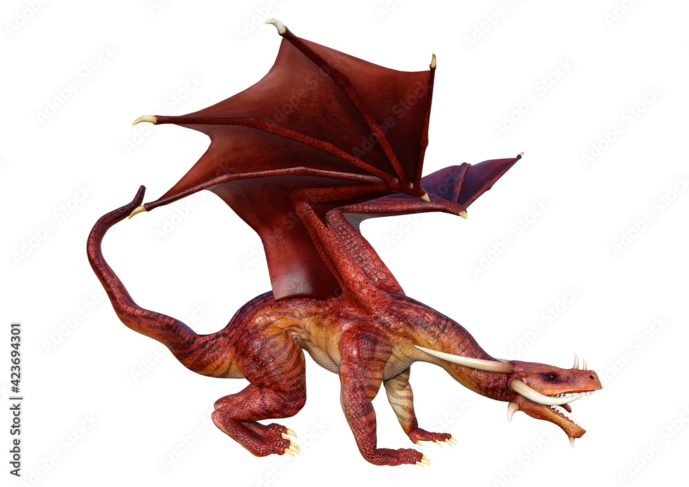 3D Rendering Fairy Tale Dragon on White 3D Rendering Fairy Tale Dragon on White